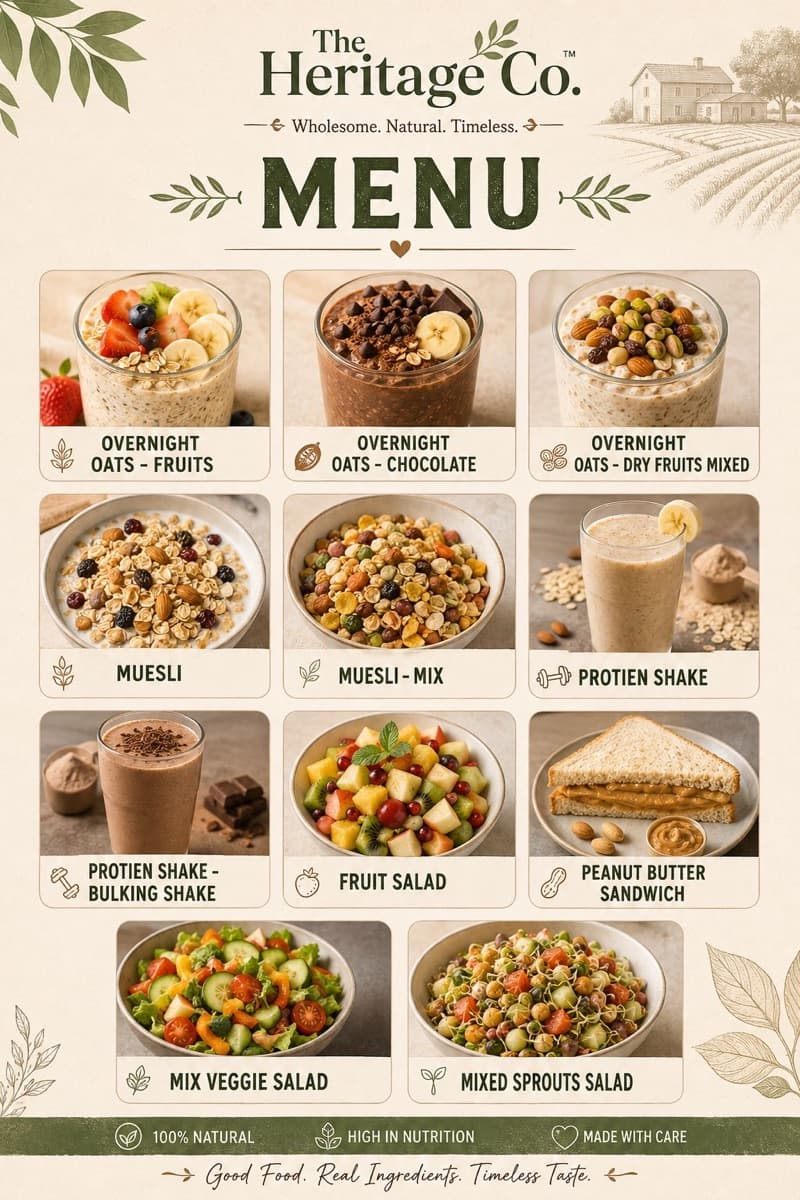 The Heritage Co. house menu poster