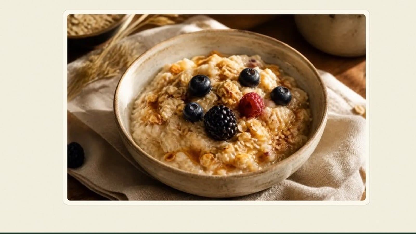 Heritage oats with berries, honey, and toasted grain